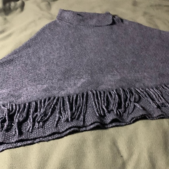 Coldwater Creek Jackets & Blazers - Coldwater Creek gray, fringed poncho.  One size fits most.